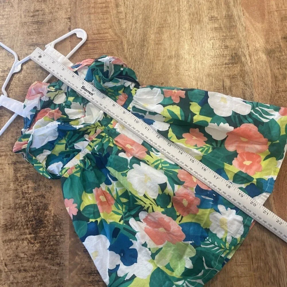 Gymboree 3T Tropical Floral Sunny Safari Dress Sun Summer Green Coral Ruffles